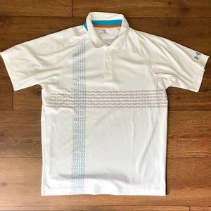 Under Armour Mens White Pattern Heat Gear Polo L